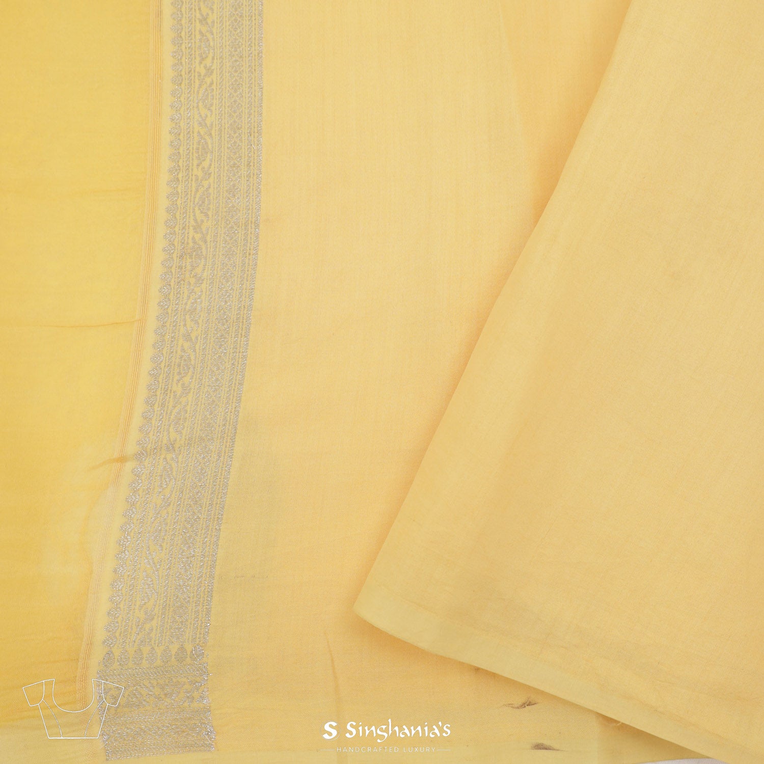 Royal Yellow Organza Saree With Banarasi Weaving