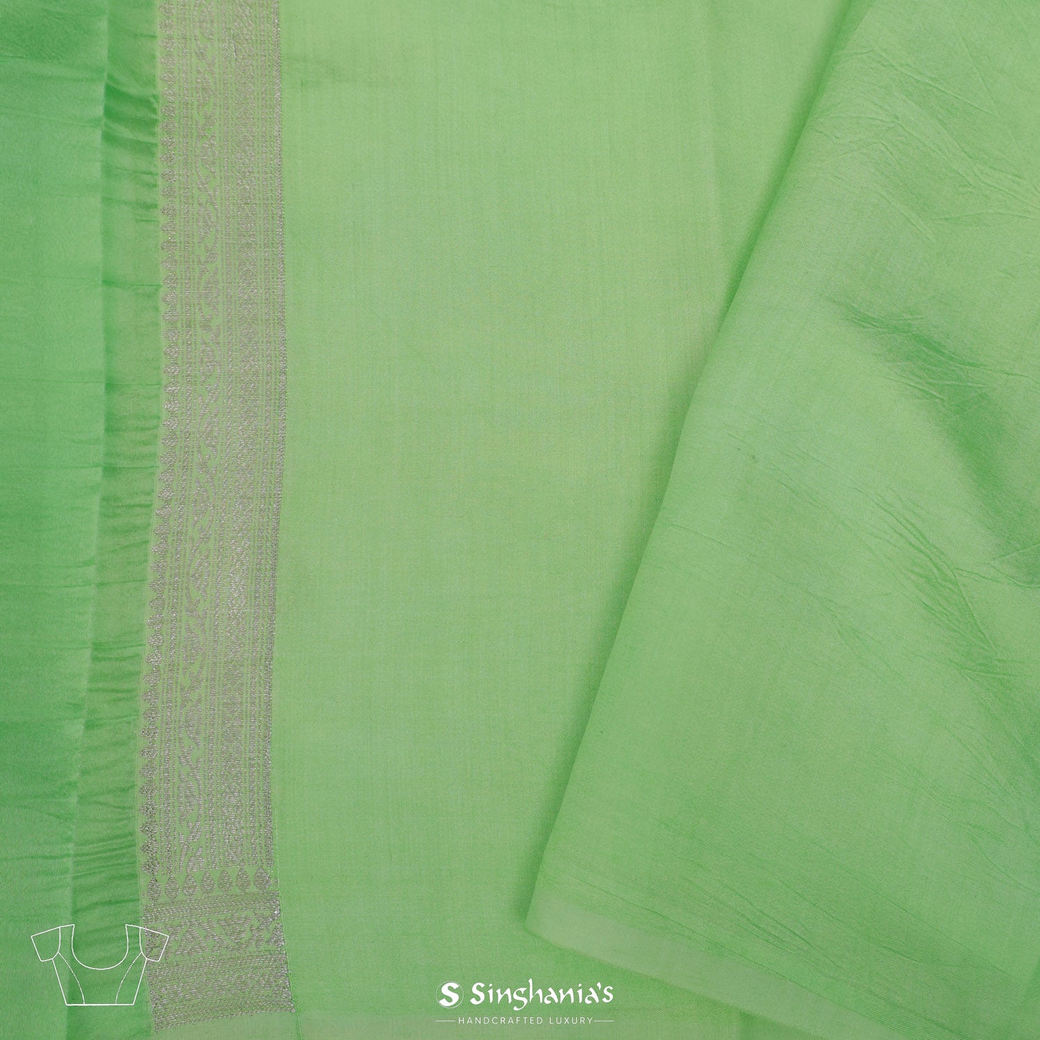 Mint Green Organza Saree With Banarasi Weaving