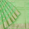 Light Malachite Green Organza Saree With Banarasi Weaving