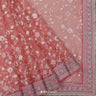 Strawberry Pink Organza Saree With Floral Thread Buttis