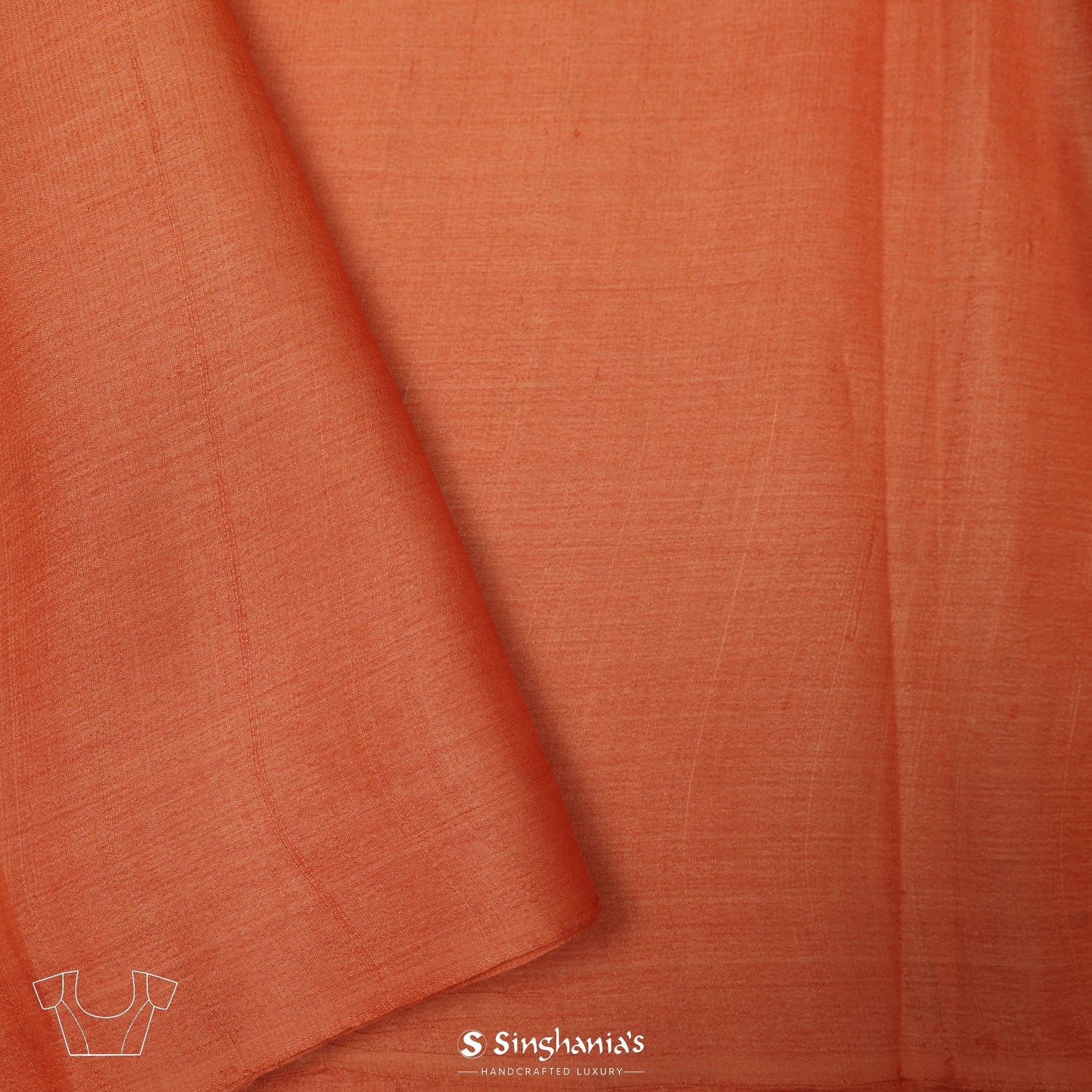 Metallic Orange Tussar Silk Saree With Foil Print