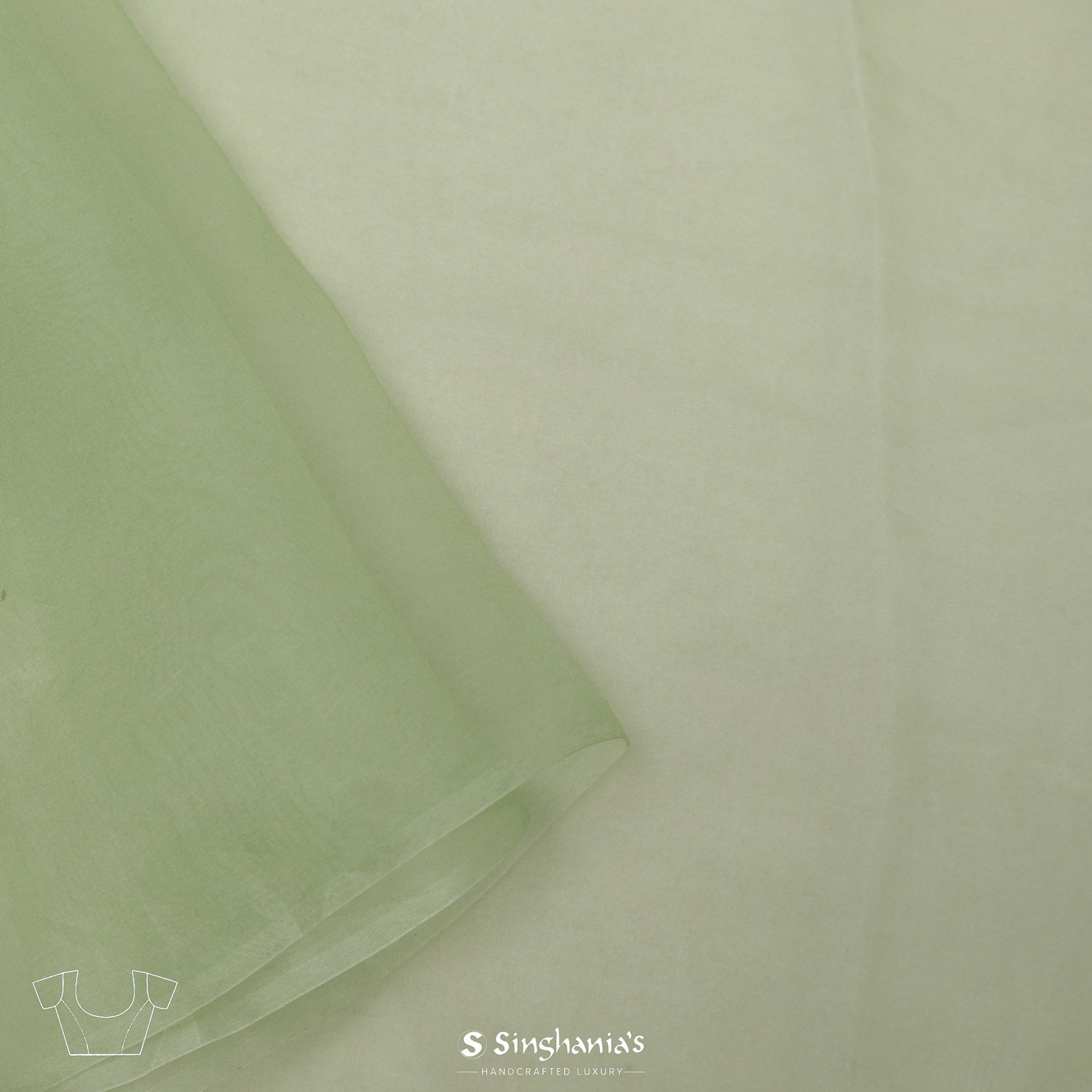 Chetwode Green Organza Printed Saree With Floral Pattern