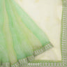 Tea Green Organza Saree With Bandhani Pattern