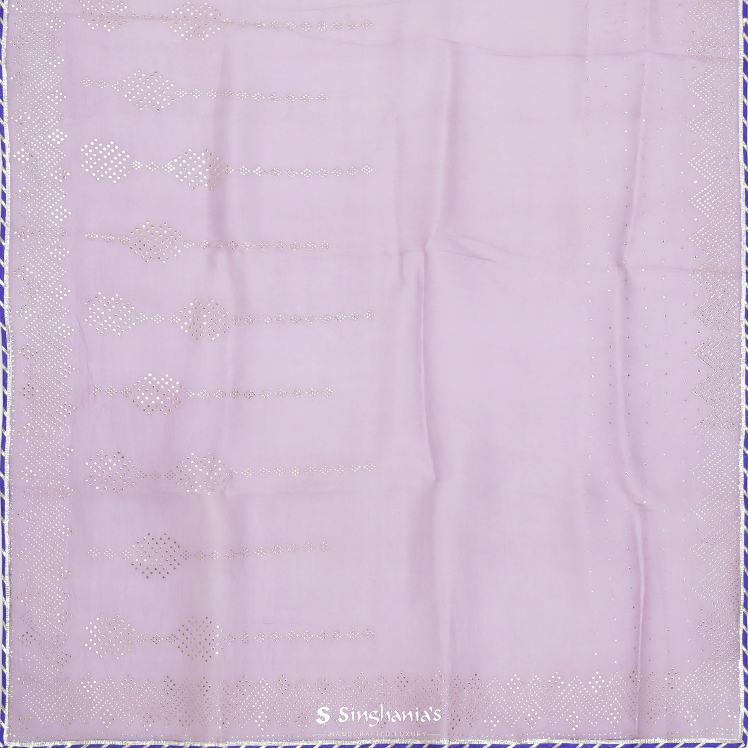 Languid Lavender Printed Organza Saree With Mukaish Work