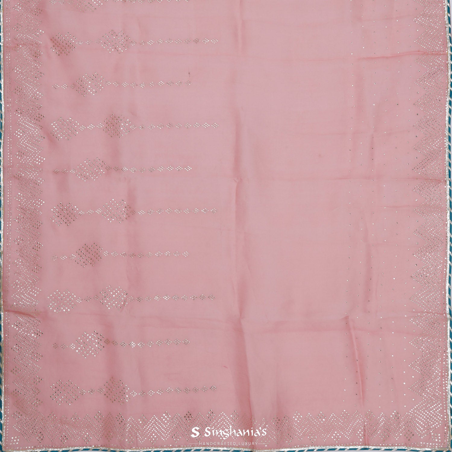 Tulip Pink Organza Saree With Mukaish Work In Abstract Pattern