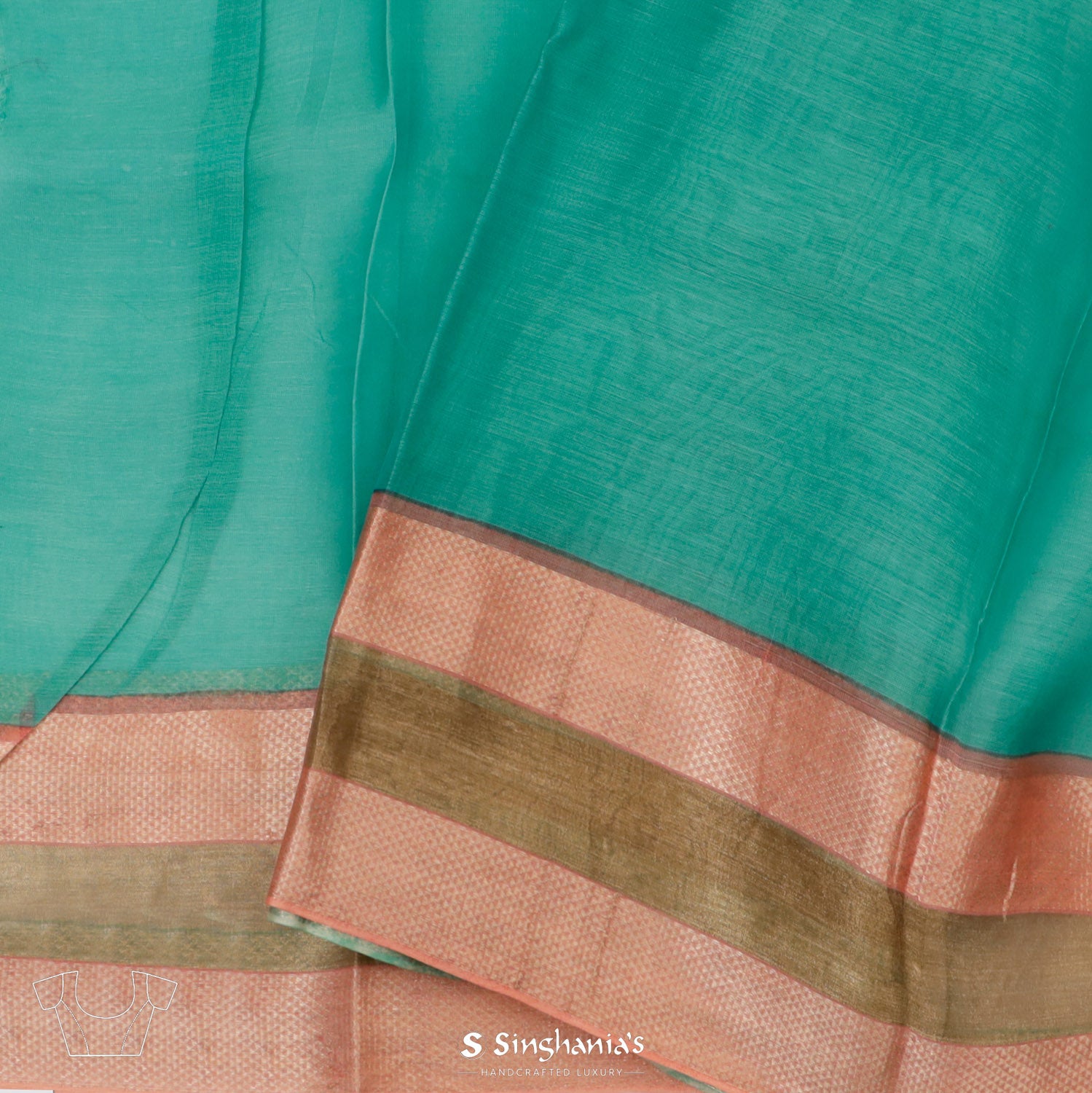 Persian Green Printed Maheshwari Saree With Floral Pattern