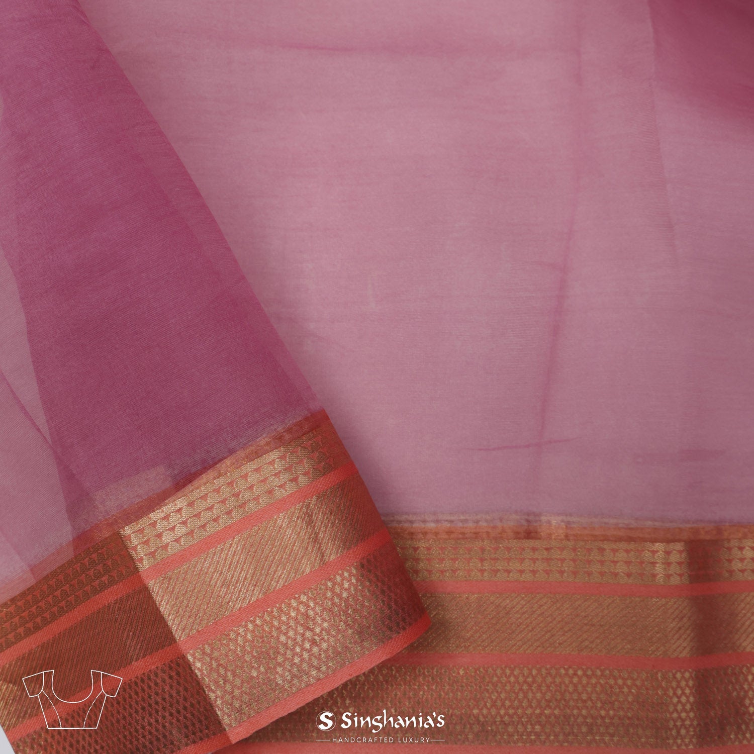 Middle Purple Organza Printed Saree With Floral Pattern