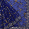 Visa Blue Organza Saree With Floral Embroidery