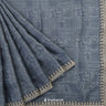 Oxford Gray Tussar Silk Saree With Printed Floral-Leaves Pattern