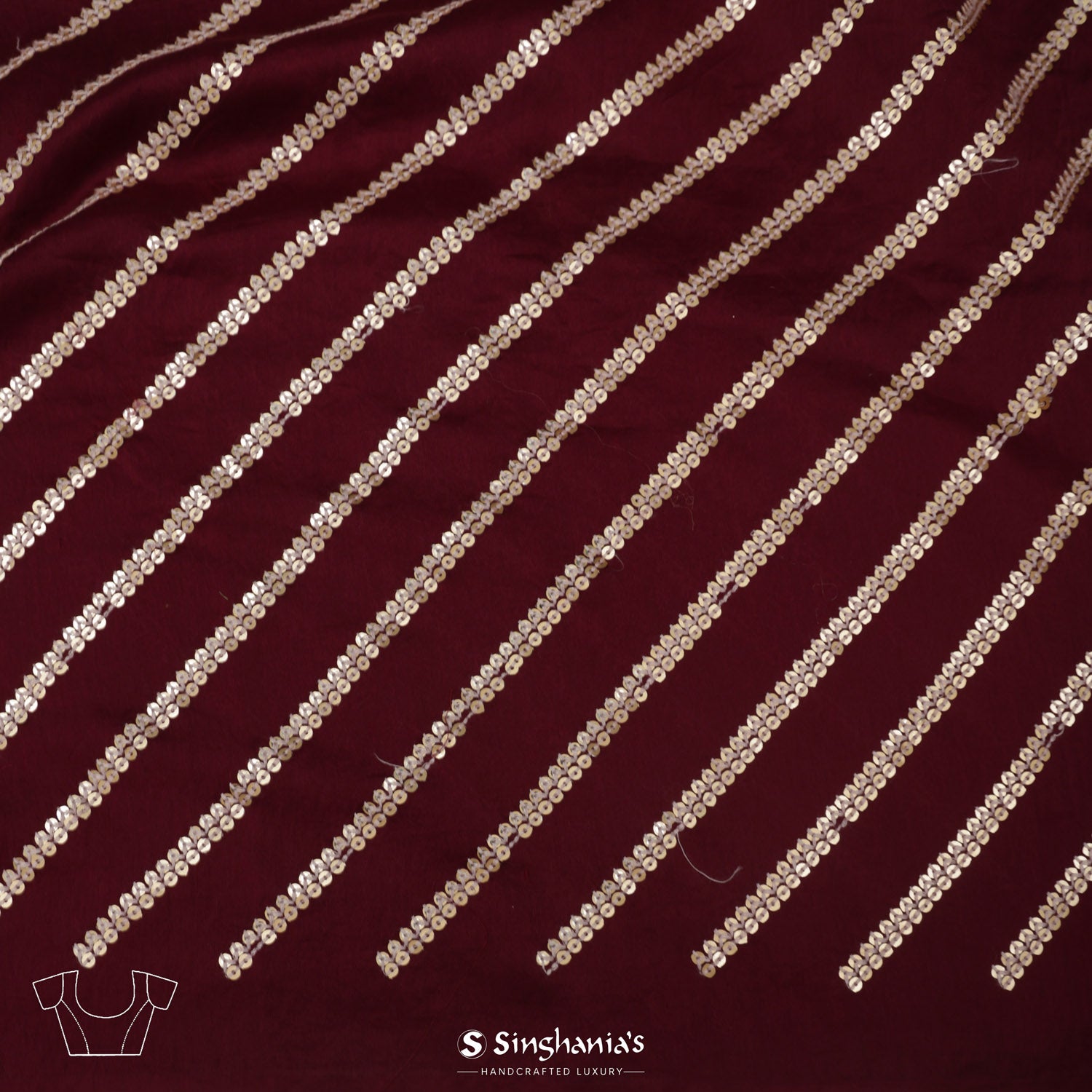 Rosewood Red Organza Saree With Embroidery