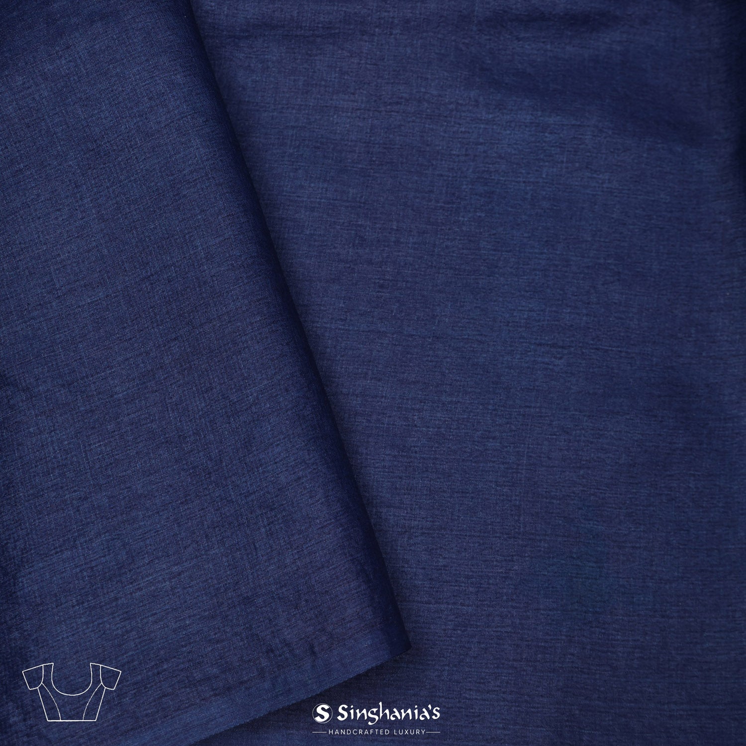 Admiral Blue Printed Tussar Silk Saree With Kantha Inspired Pattern