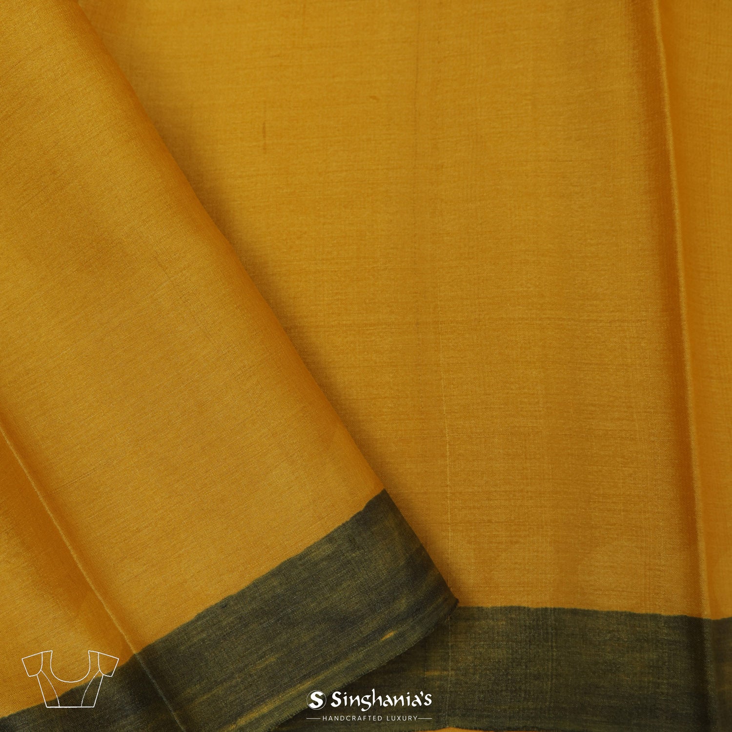 Traffic Yellow Printed Tussar Saree With Floral Pattern