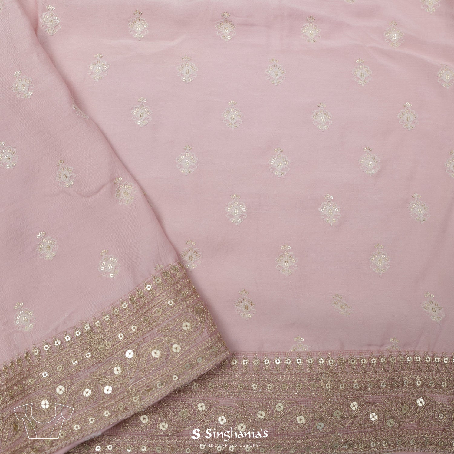 Lemonade Pink Organza Saree With Bandhani Pattern