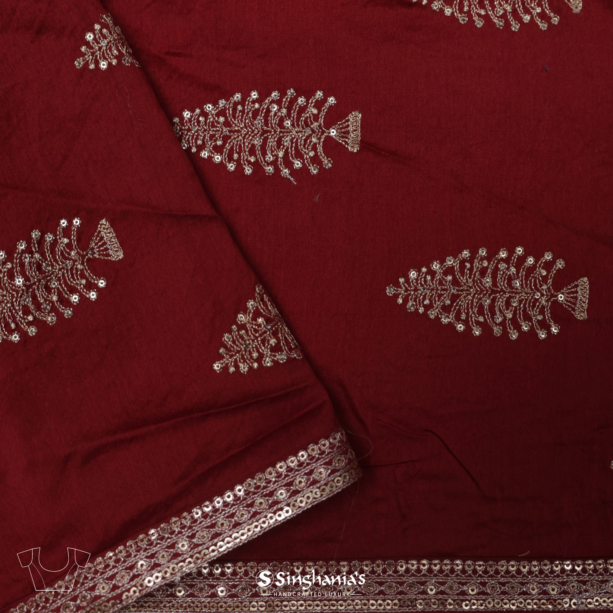 Turkey Red Organza Saree With Bandhani Pattern