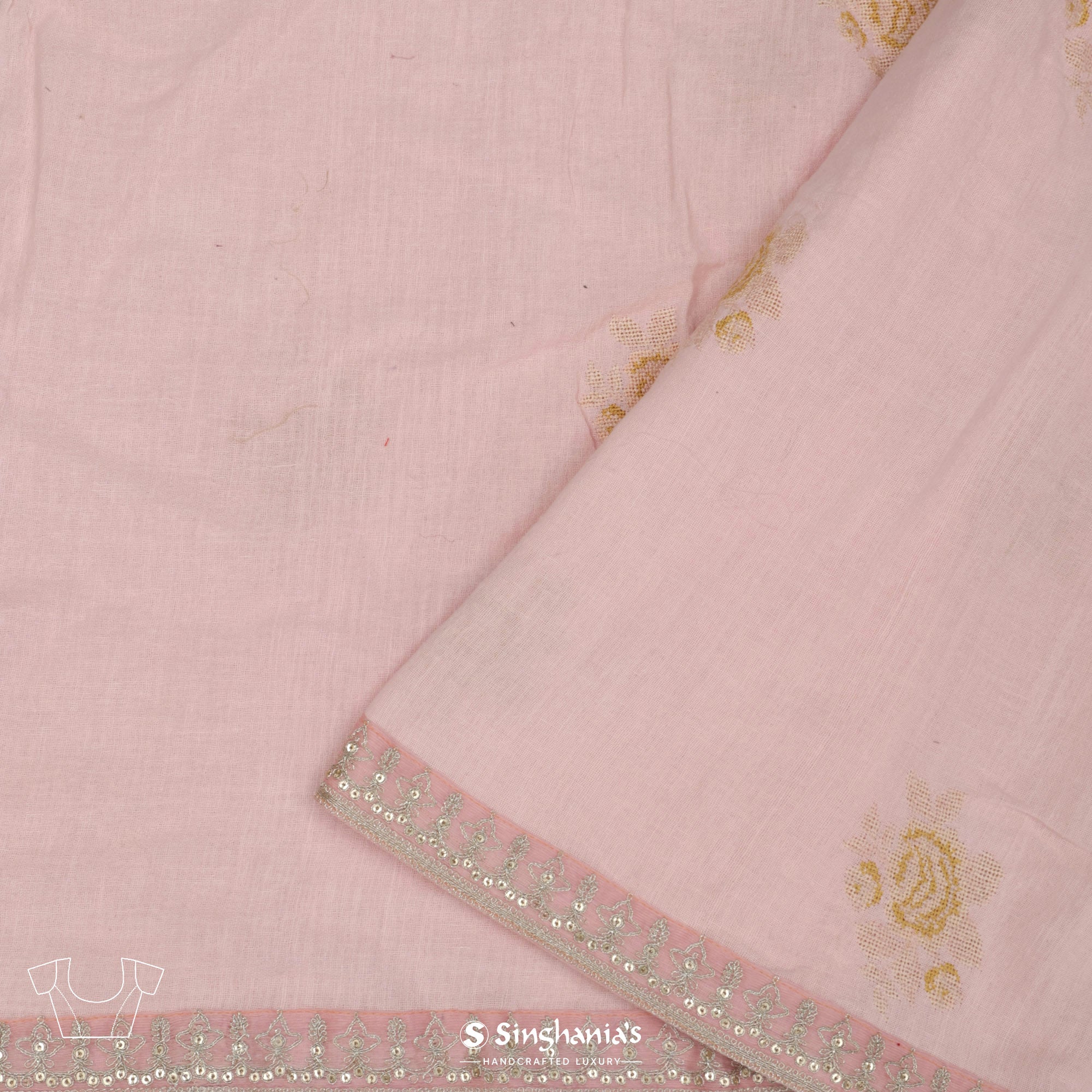 Tea Rose Pink Printed Georgette Saree With Nature Inspired Pattern