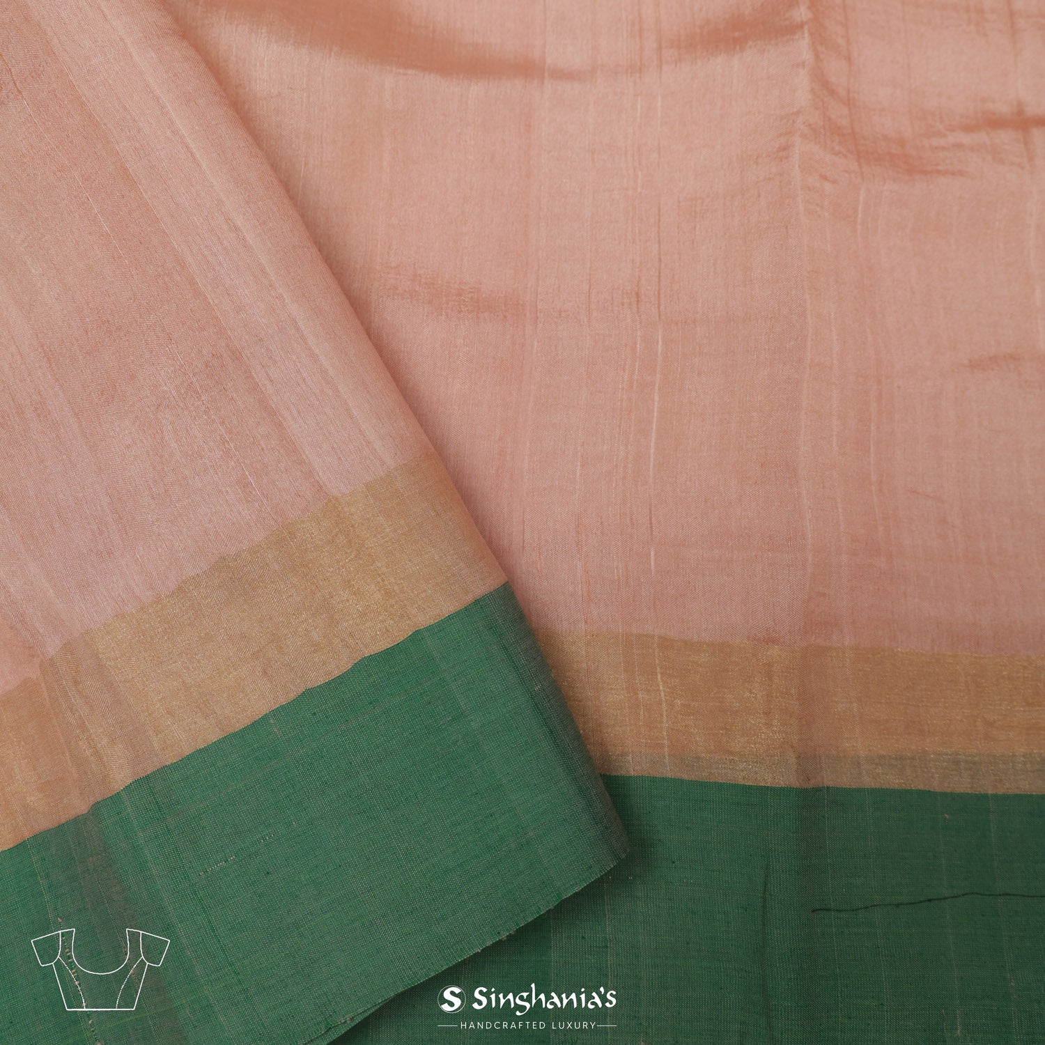 Misty Rose Pink Tussar Silk Saree With Printed Floral Pattern