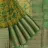 Satin Sheen Gold Yellow Printed Organza Saree With Floral Pattern