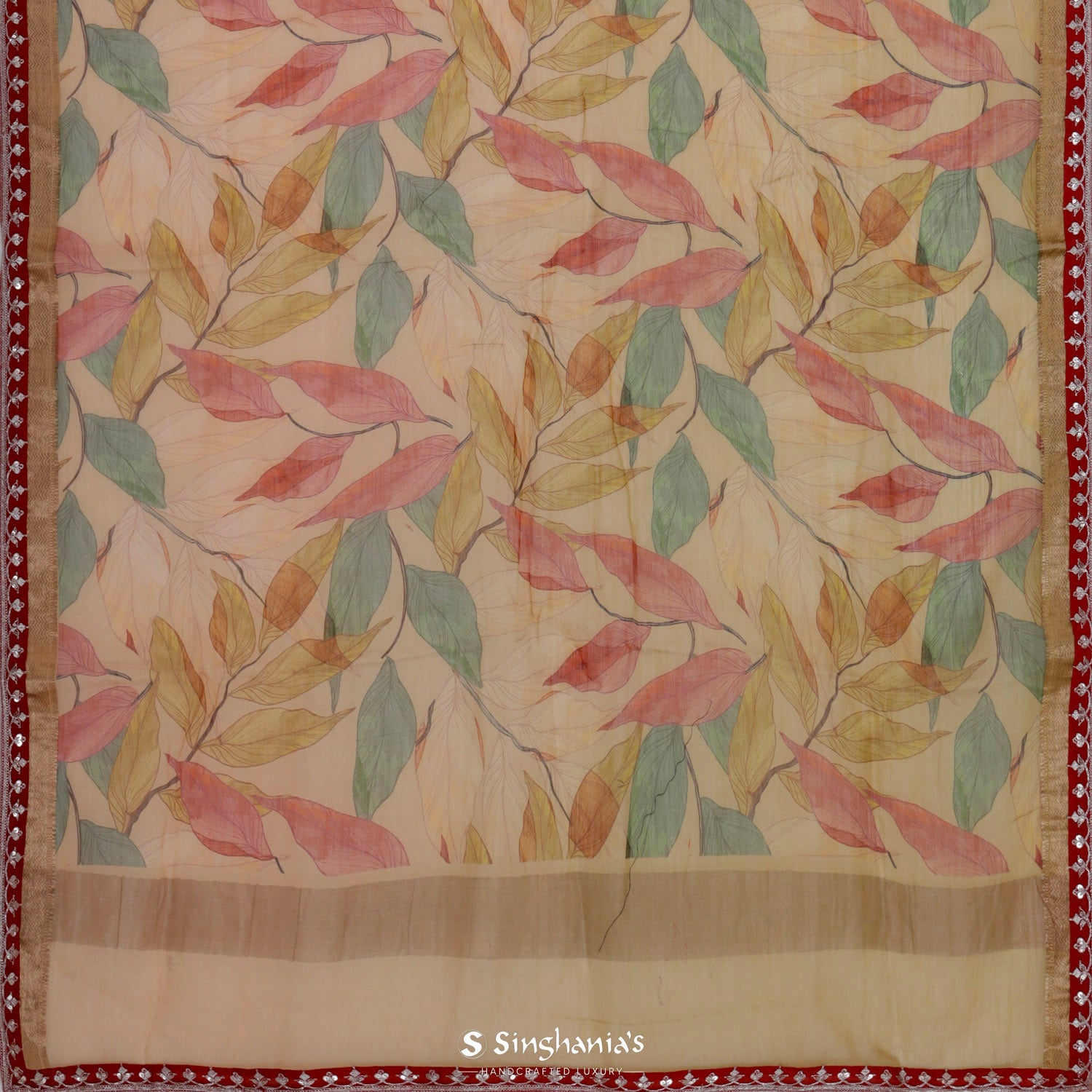 Deep Napoli Yellow Printed Maheshwari Saree With Floral Pattern And Embroidery
