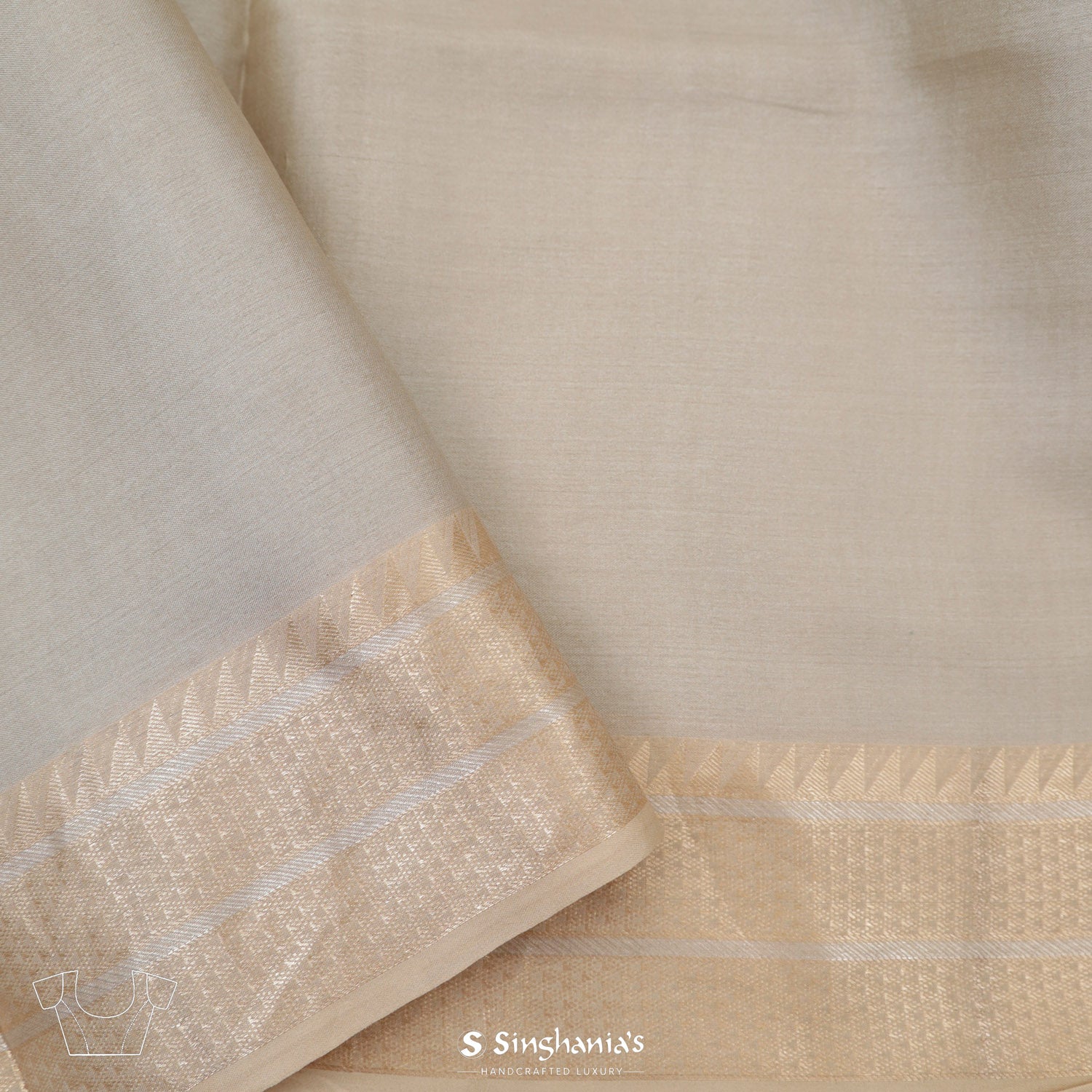 A Rosy Gray Printed Tussar Silk Saree With Floral Pattern