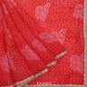 Imperial Red Printed Organza Saree With Floral Pattern