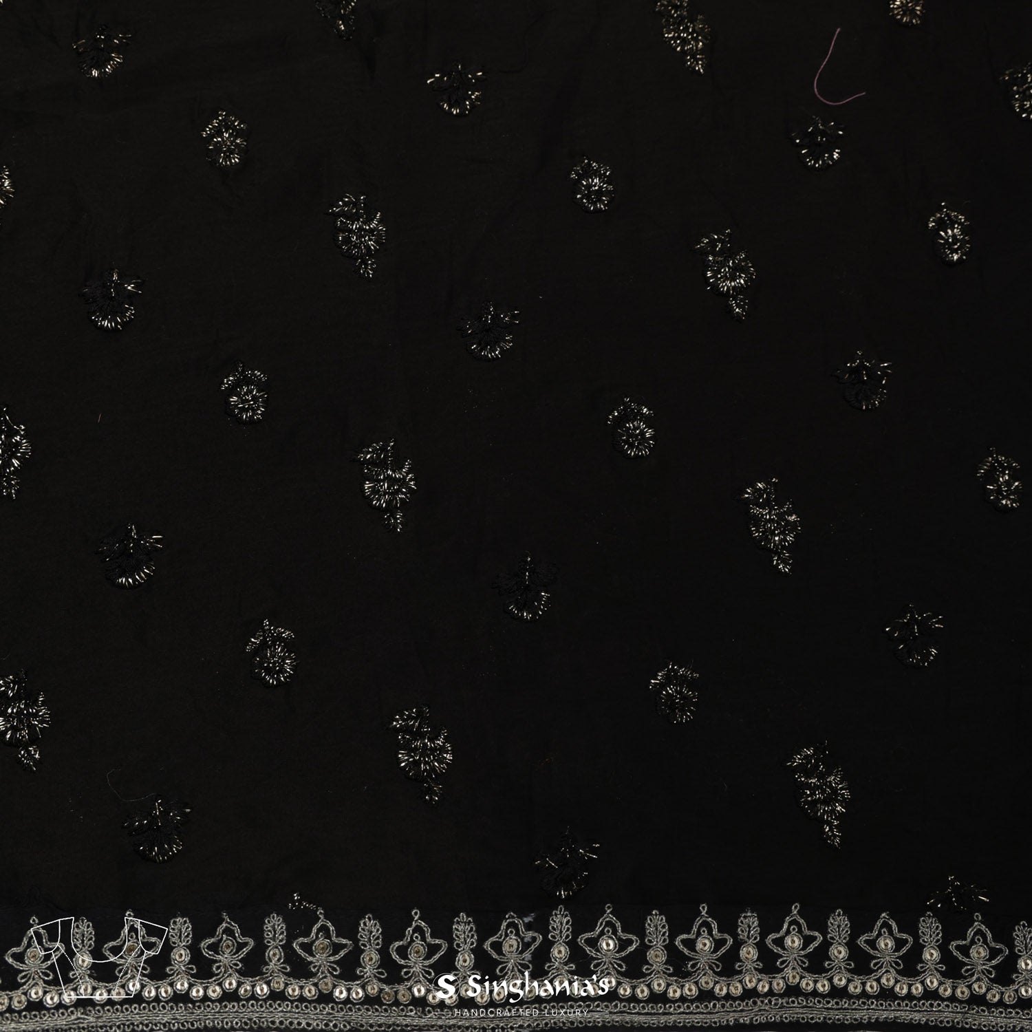 Black Organza Saree With Lehariya Pattern