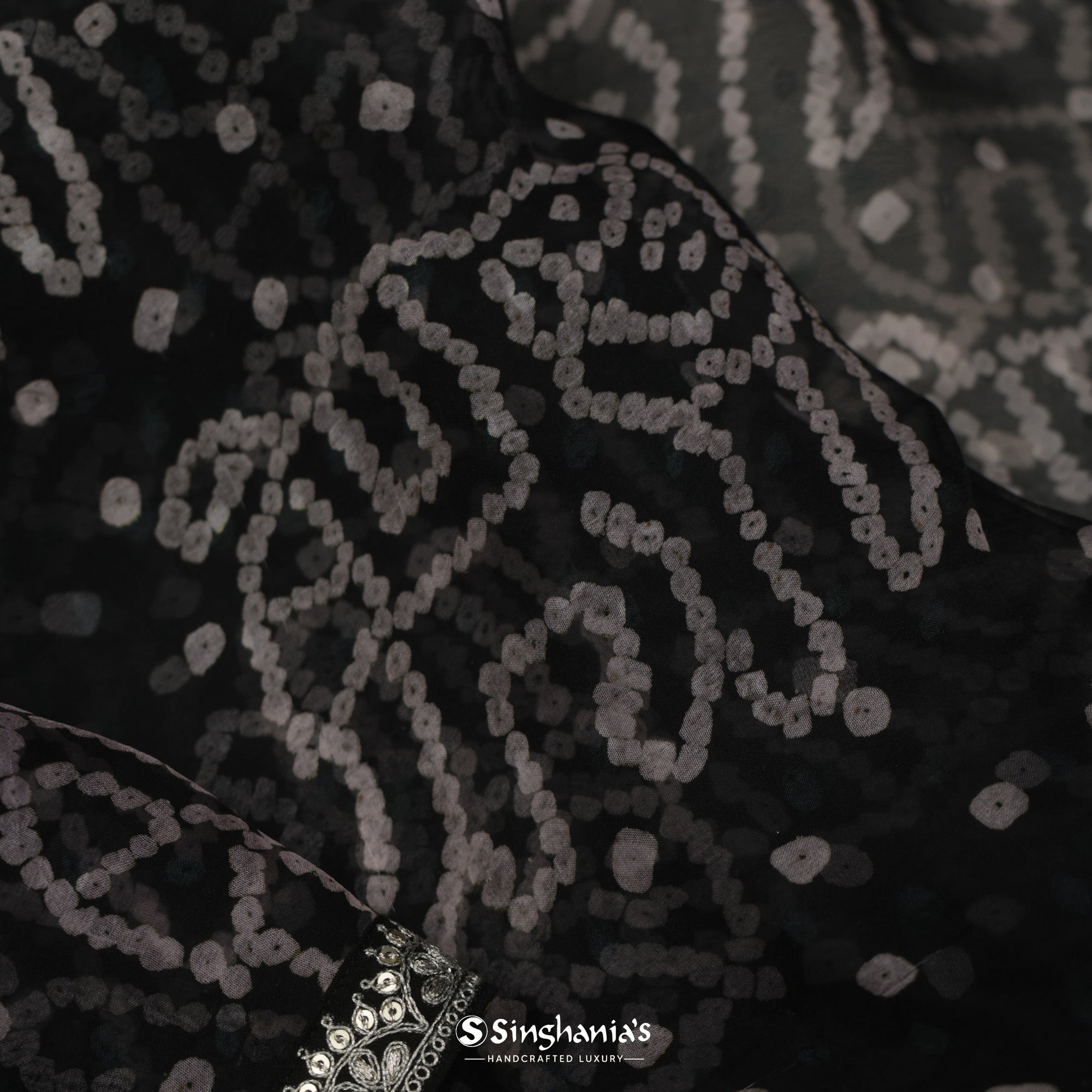 Metal Black Organza Saree With Embroidery