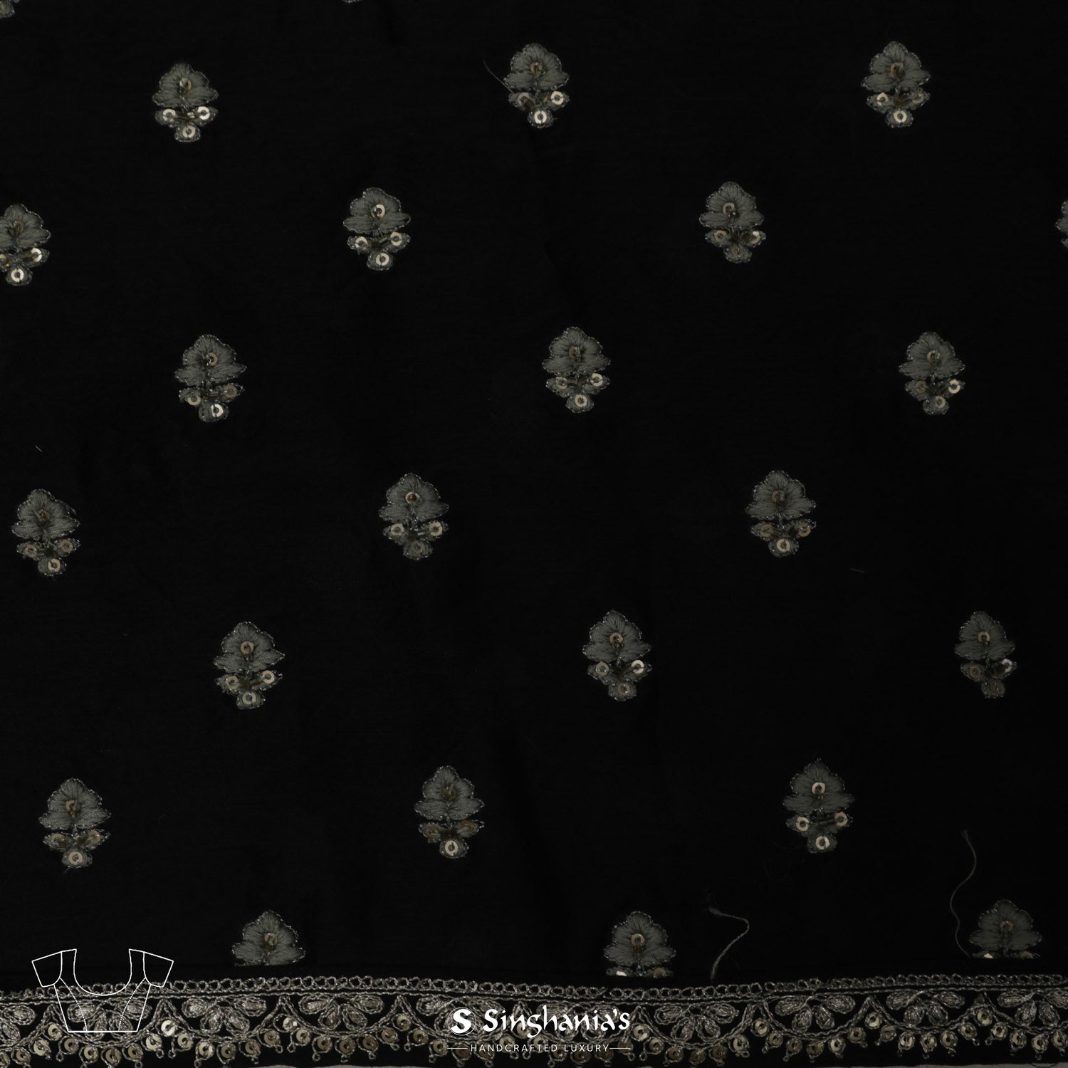 Night Black Organza Saree With Lehariya Pattern