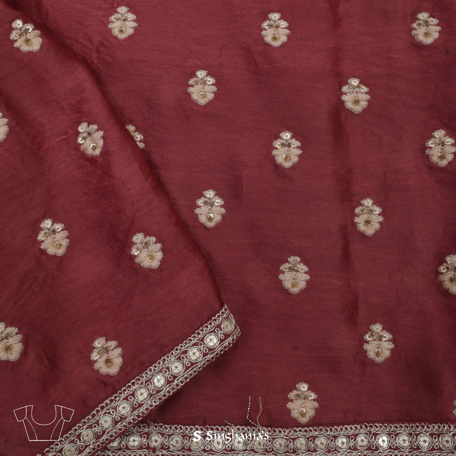 Vermilion Red Printed Organza Saree With Bandhani Pattern