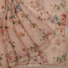 Pastel Peach Printed Organza Saree With Hand Embroidery