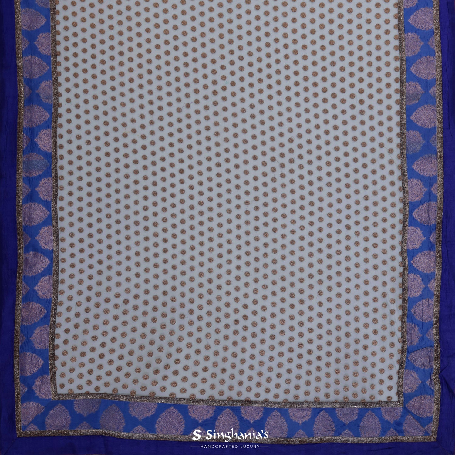 Glaucous Blue Net Saree With Butti Pattern