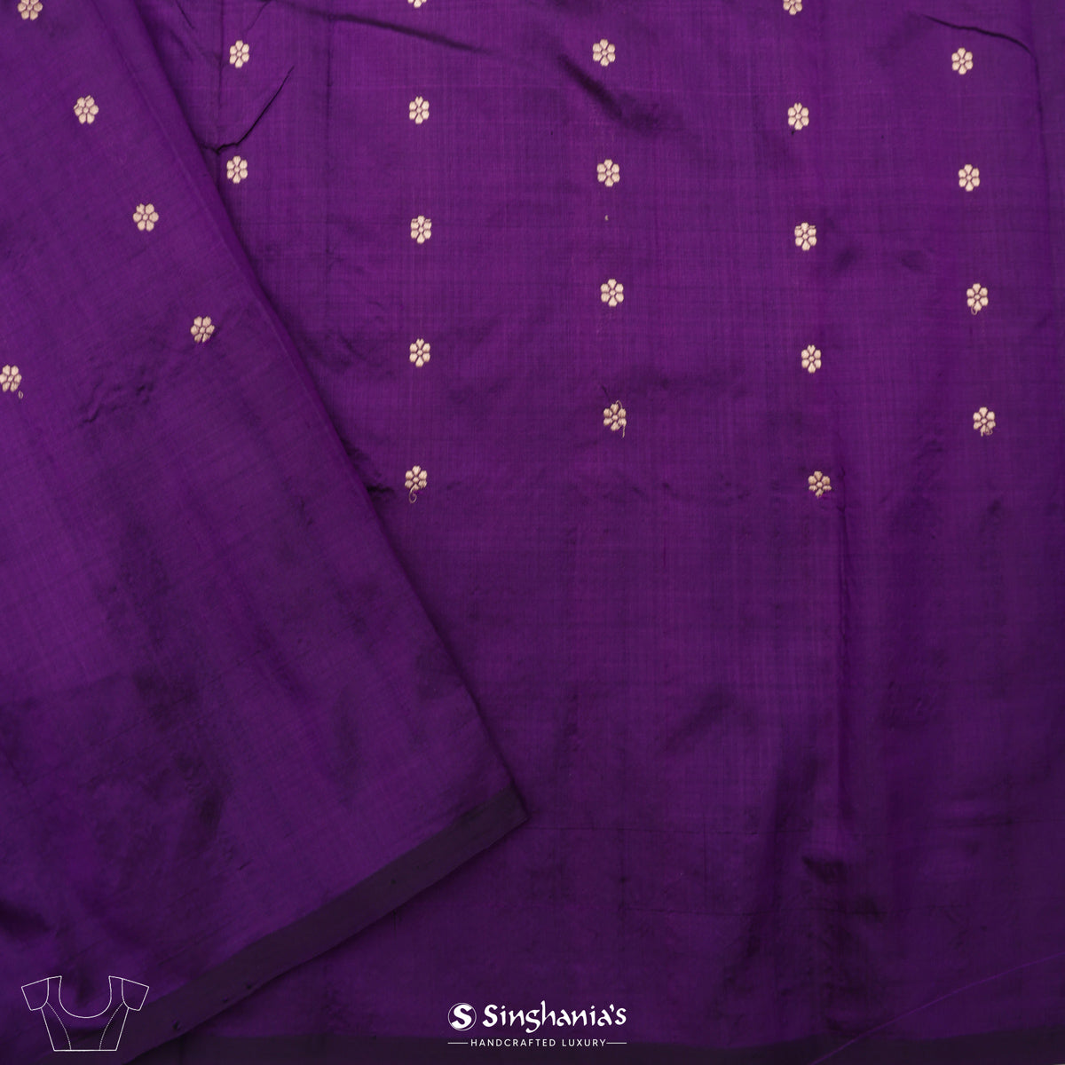 Eminence Purple Banarasi Silk Saree With Floral Buttas Design