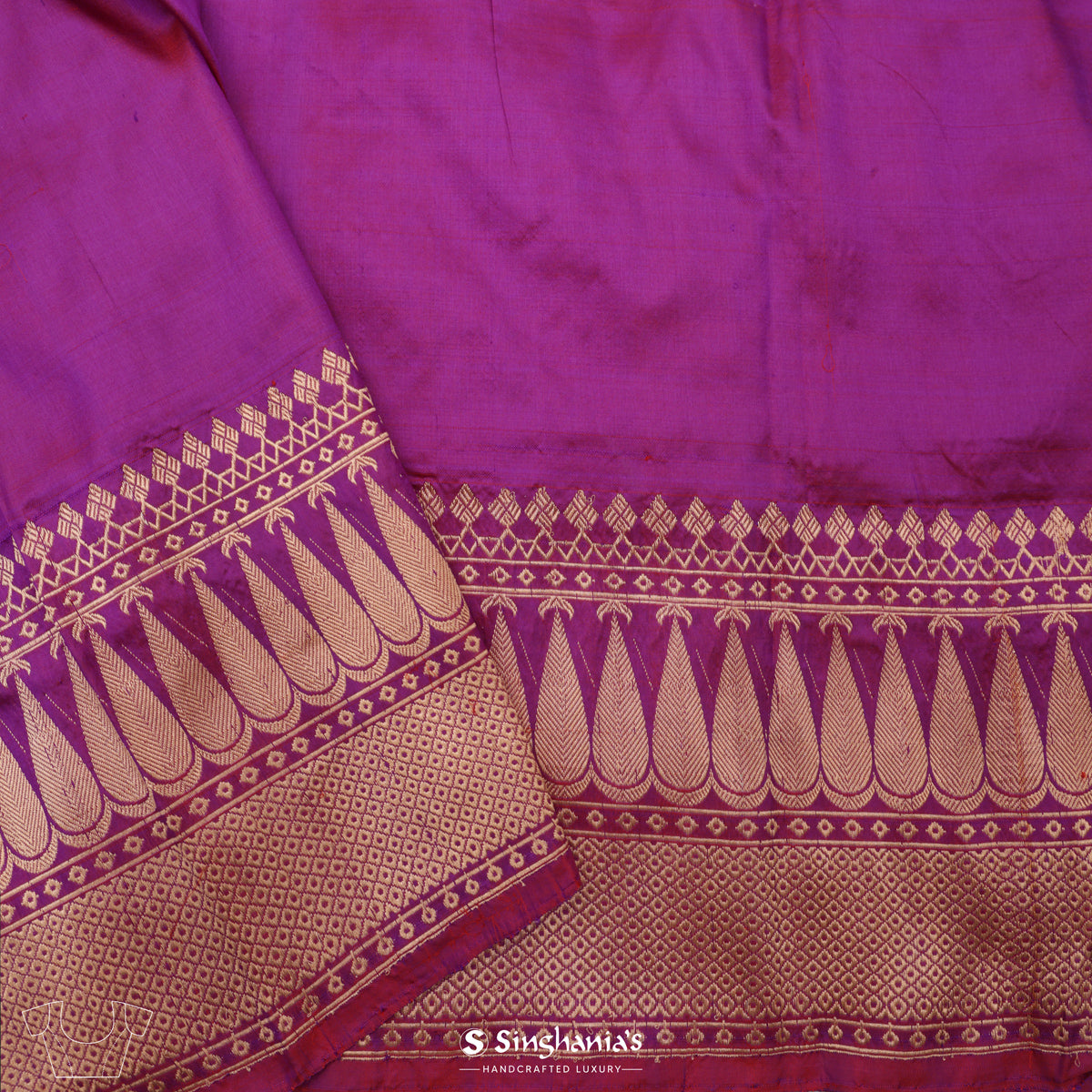 Tacao Purple Banarasi Silk Saree With Floral Buttas Design