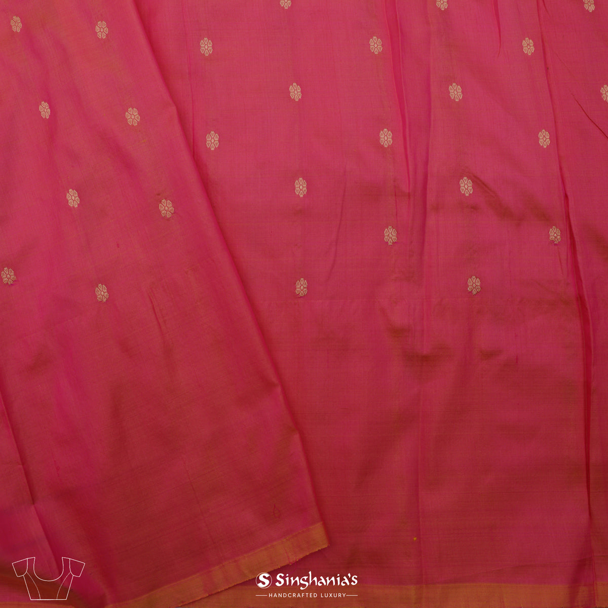Debian Red Banarasi Silk Saree With Floral Buttas Design