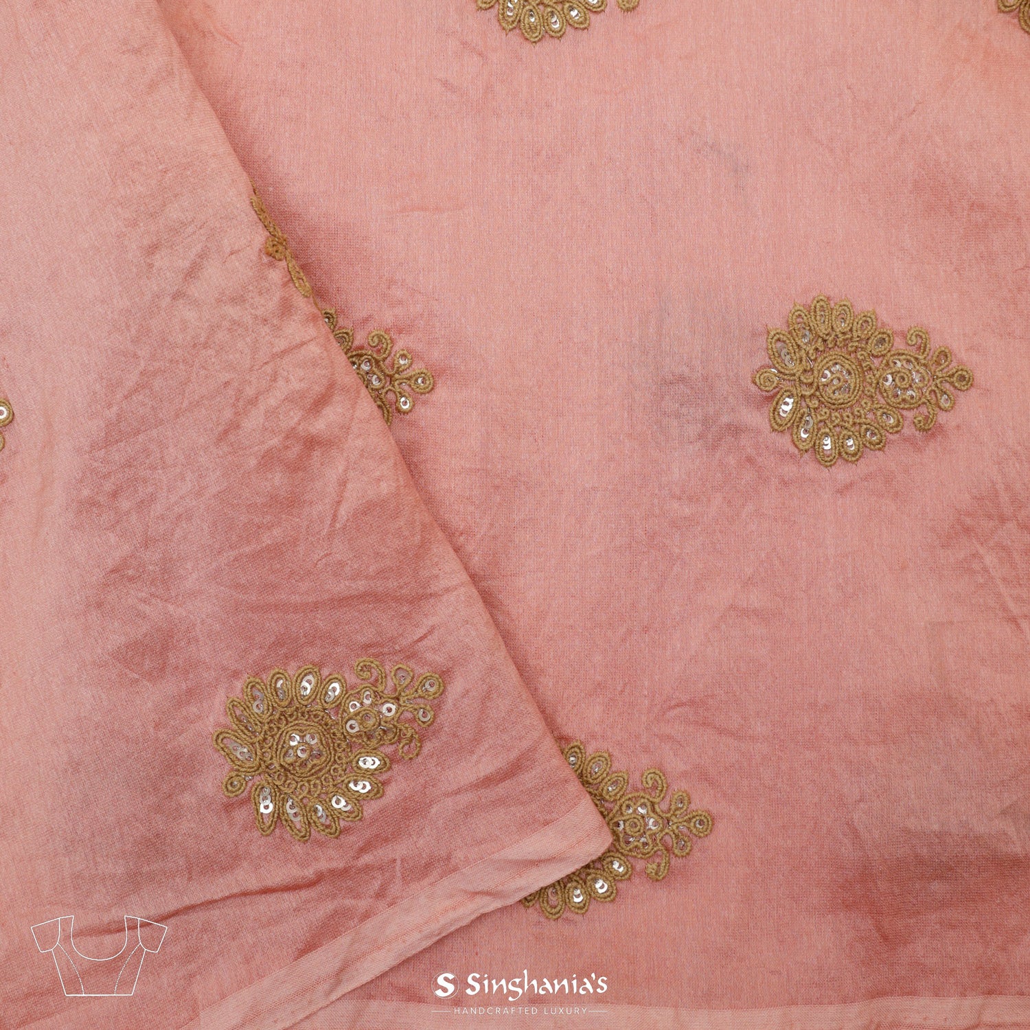 New York Pink Organza Saree With Bandhan Pattern