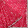 Amaranth Pink Organza Saree With Bandhani Pattern