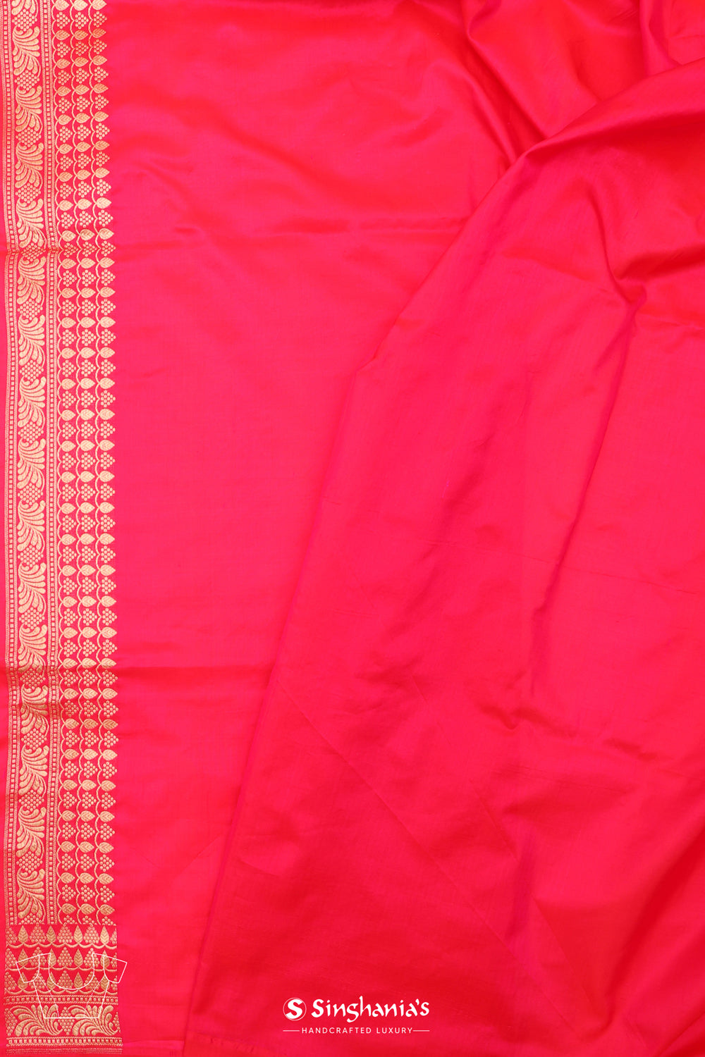 Rani Pink Banarasi Silk Saree With Gold Zari Butti