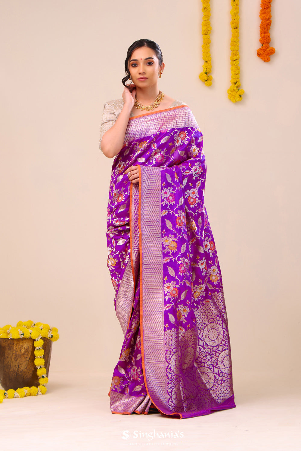 Deep Magenta Heritage Banarasi Silk Saree