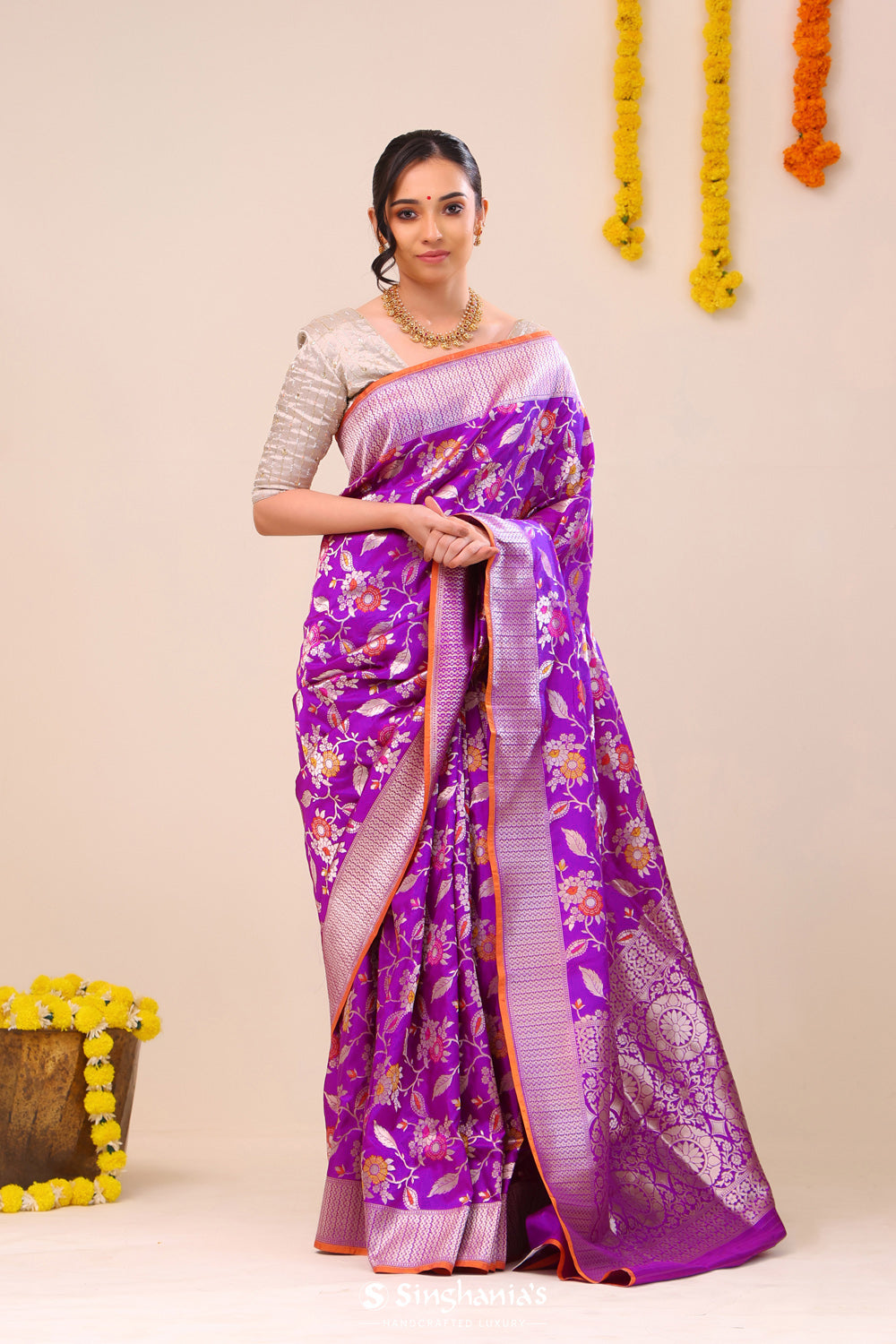 Deep Magenta Heritage Banarasi Silk Saree