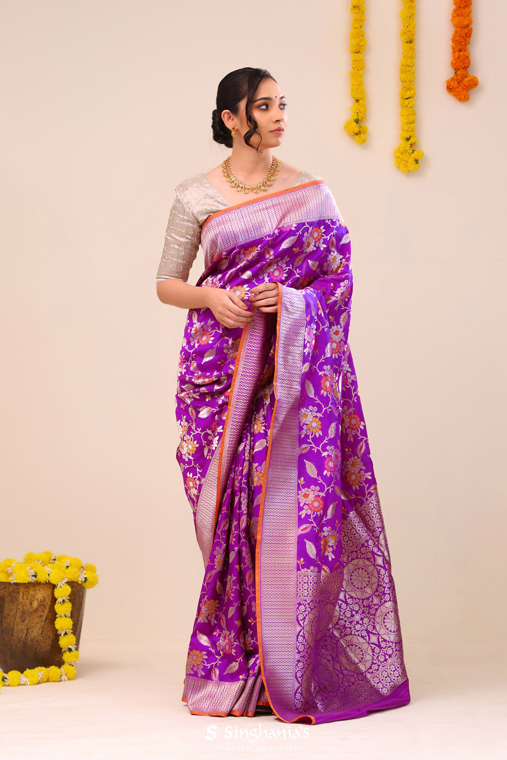 Deep Magenta Heritage Banarasi Silk Saree