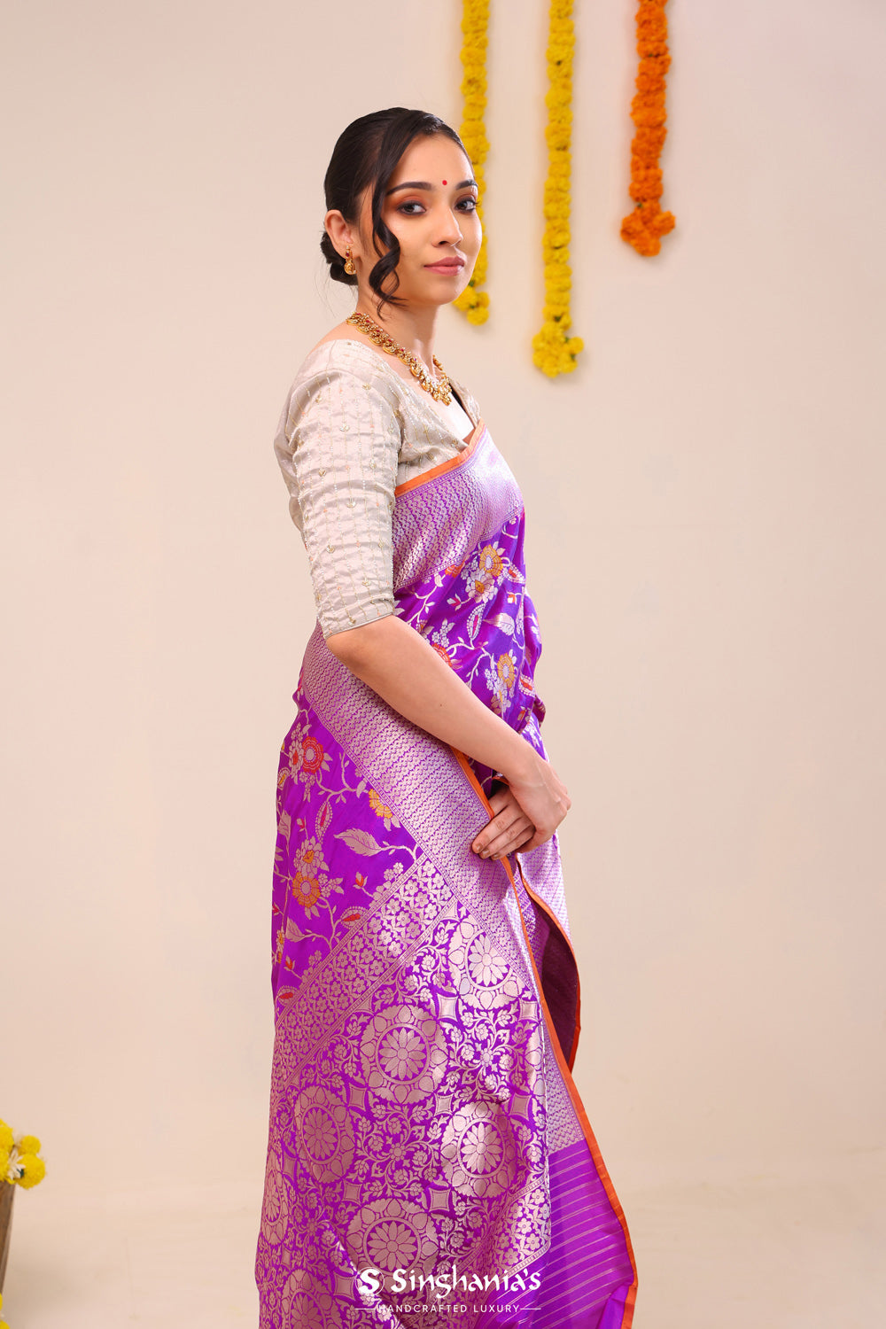 Deep Magenta Heritage Banarasi Silk Saree