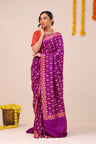 Deep Magenta Flora Banarasi Silk Saree