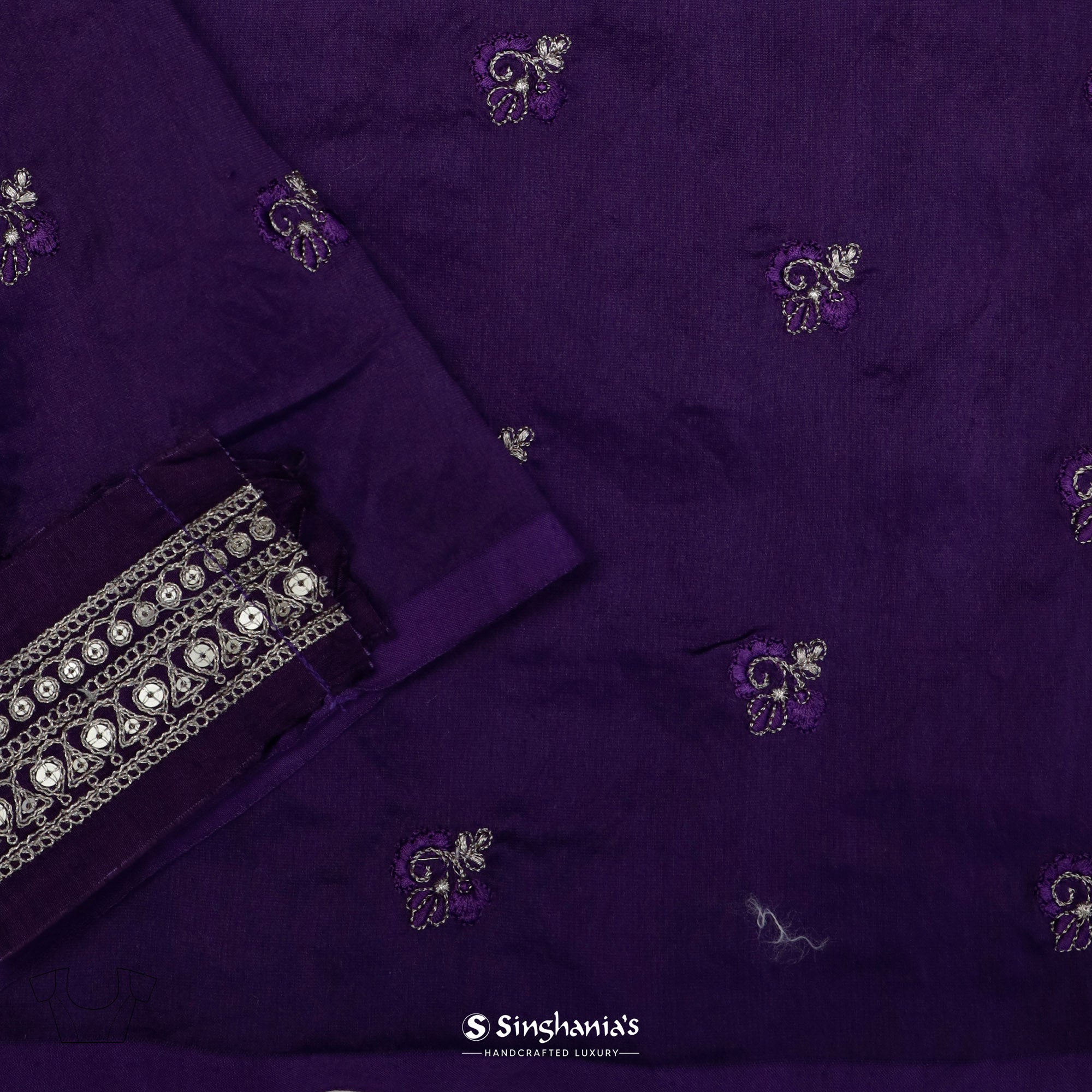 Seance Purple Printed Organza Saree With Leheriya Pattern