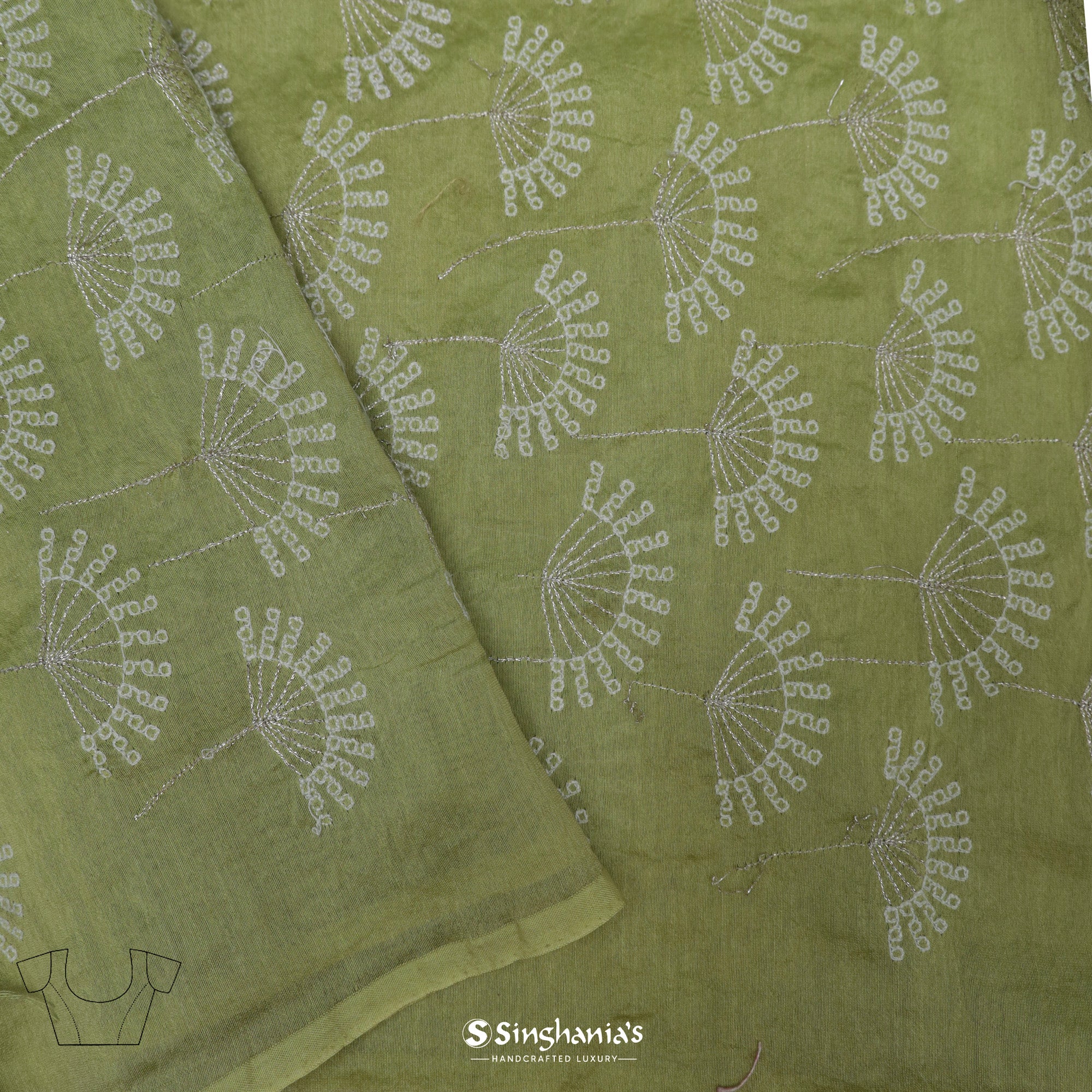 Beige Yellow Printed Organza Saree With Paisley Pattern
