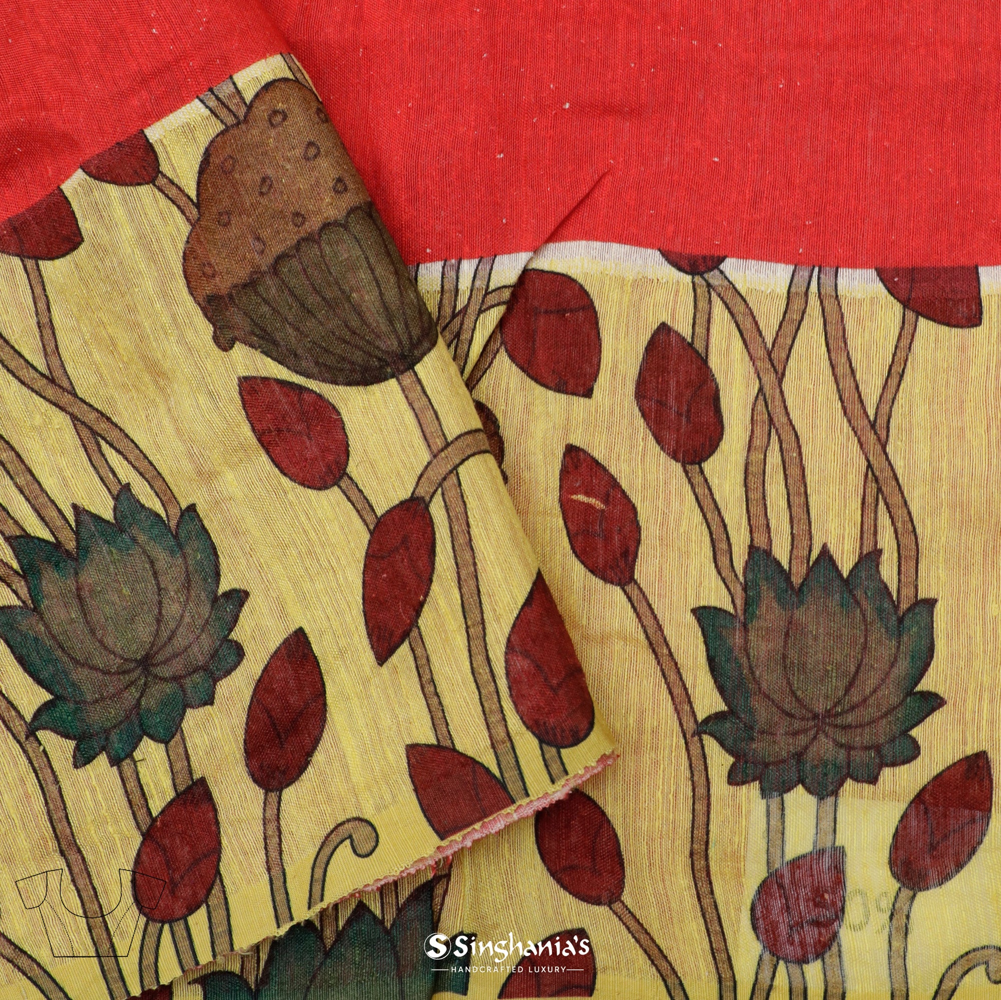 Chiefs Red Matka Saree With Floral Print