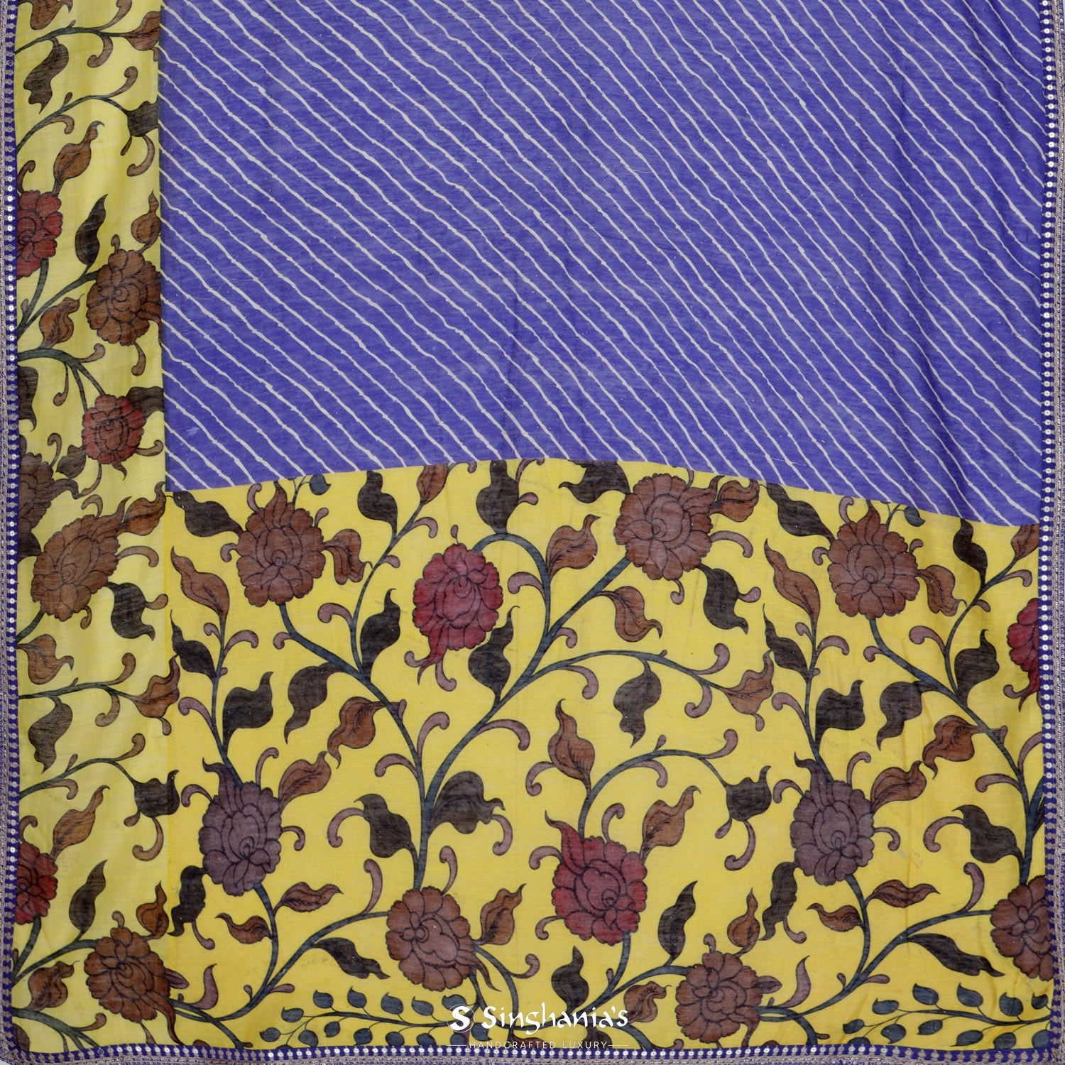 Luxury Purple Matka Saree With Leheriya Design