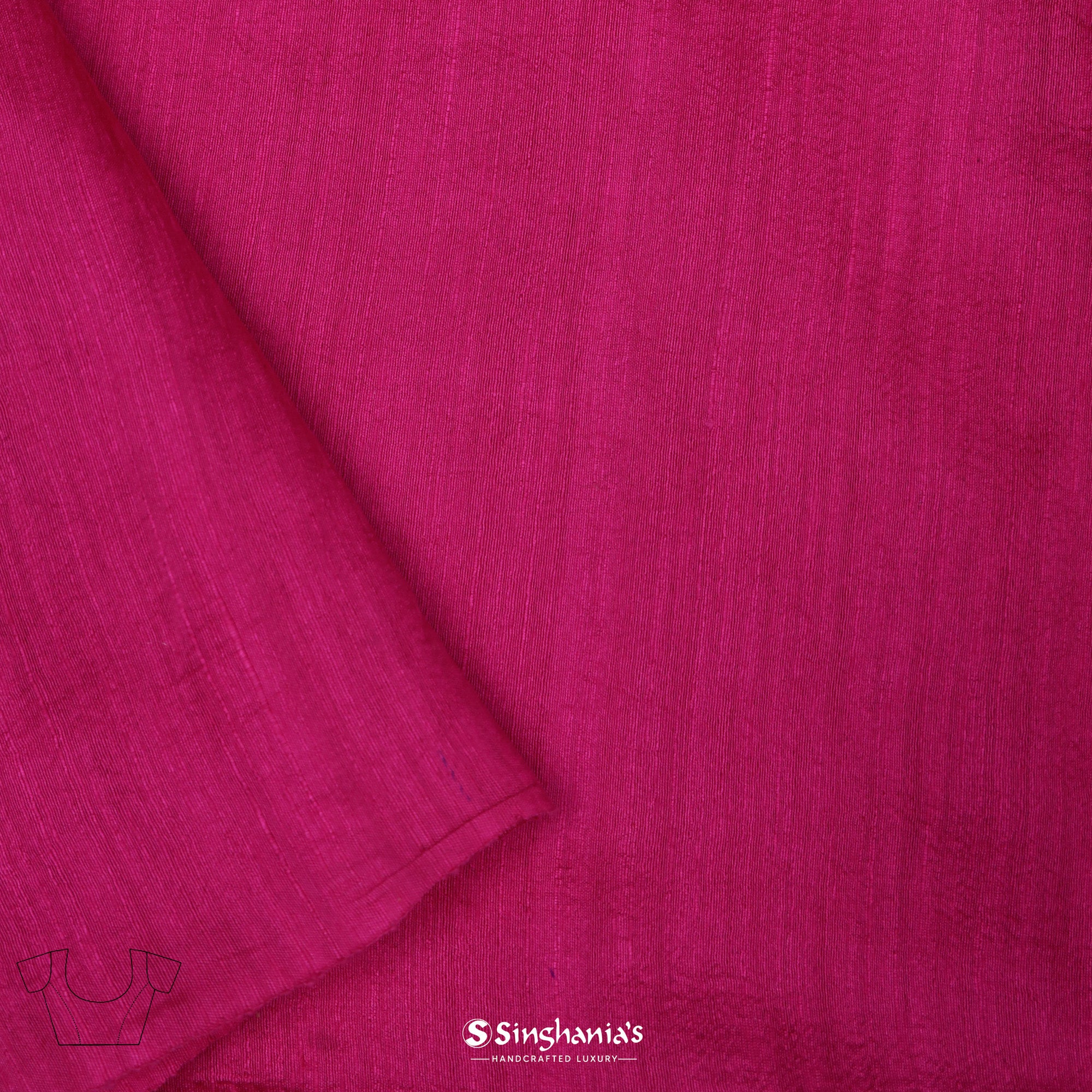 Barbie Pink Matka Saree With Floral Weaving
