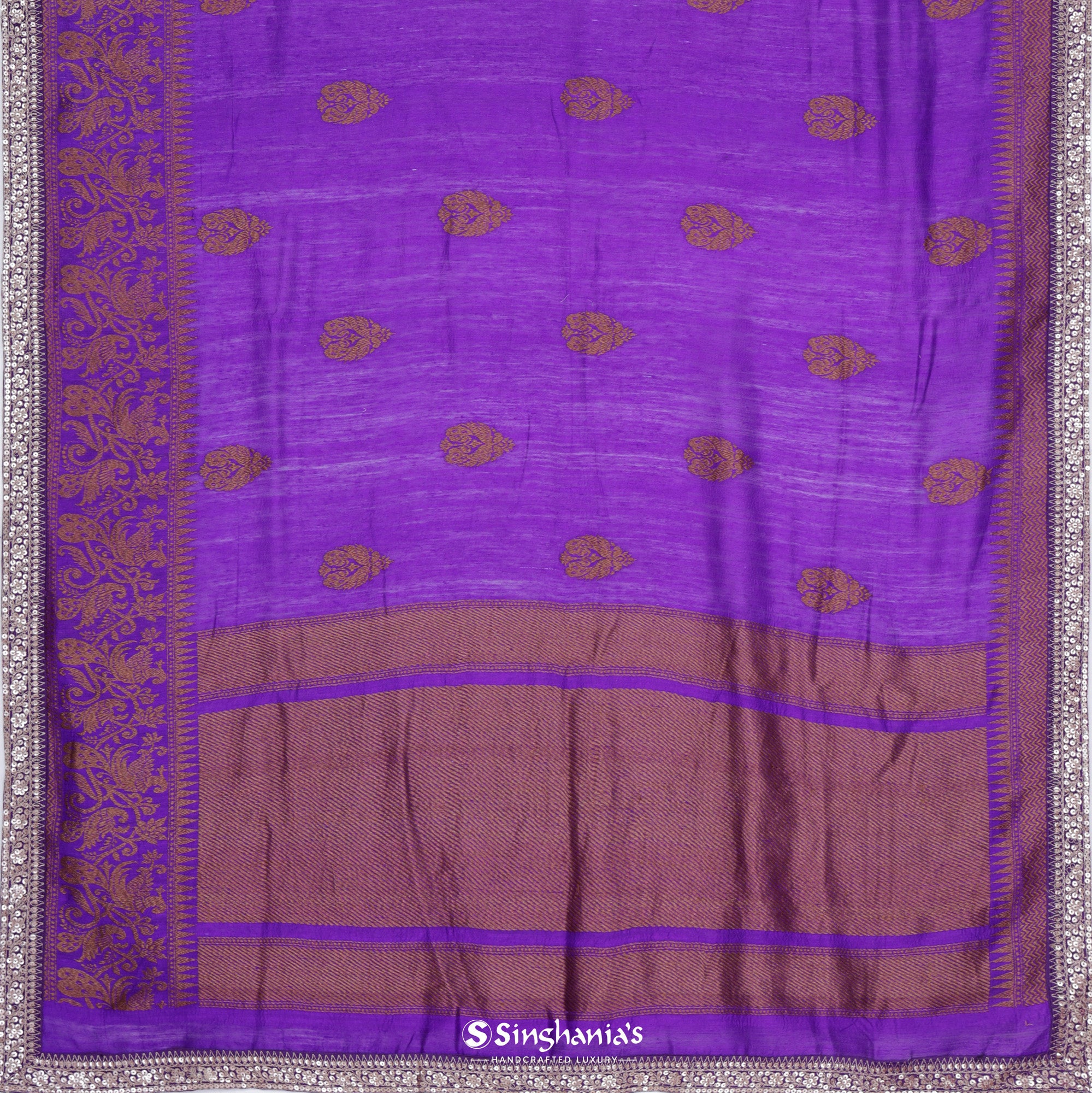 Grape Violet Matka Saree With Floral Weaving