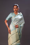 Middle Blue Green Chiniya Banarasi Silk Saree