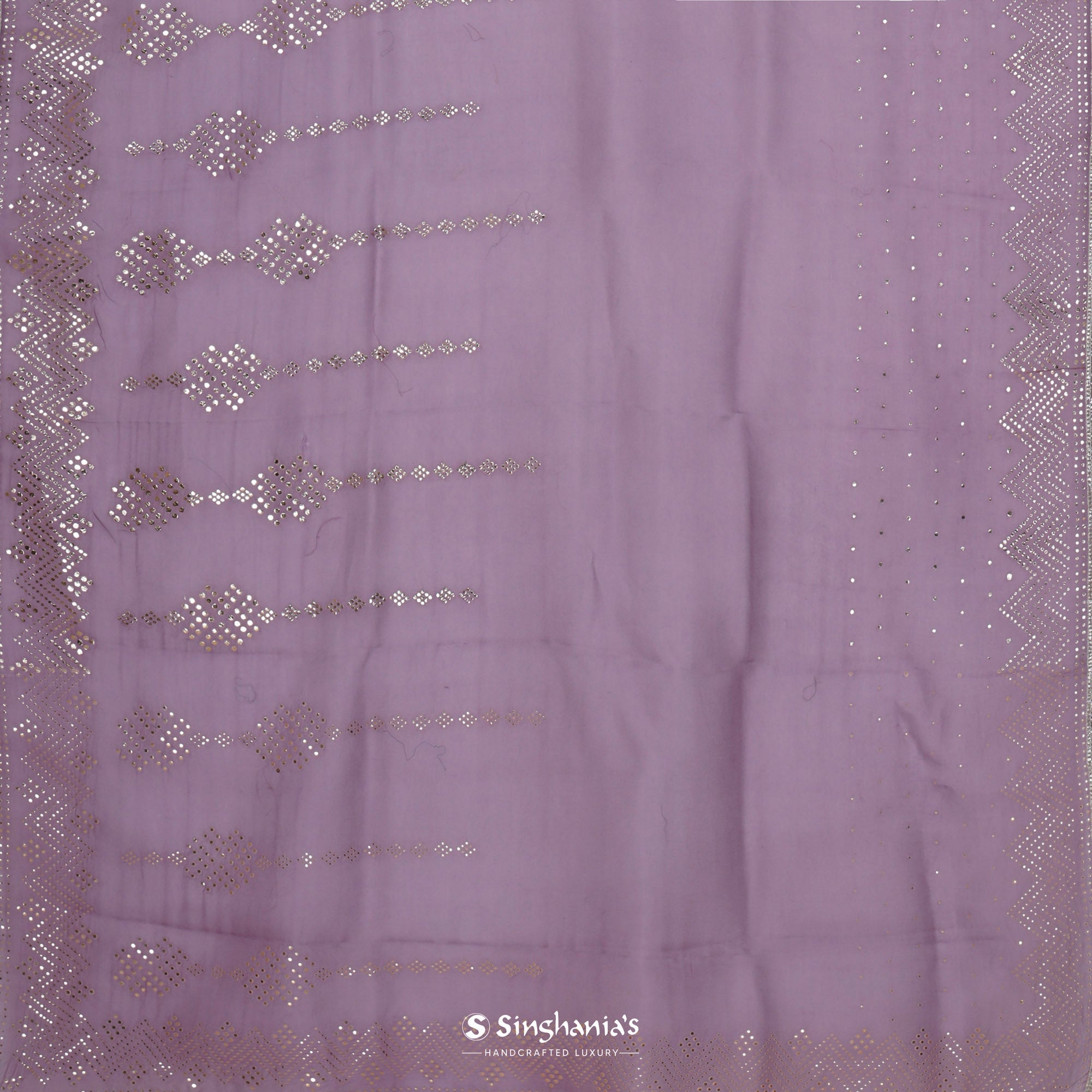 Faded Purple Organza Saree With Mukaish Embroidery