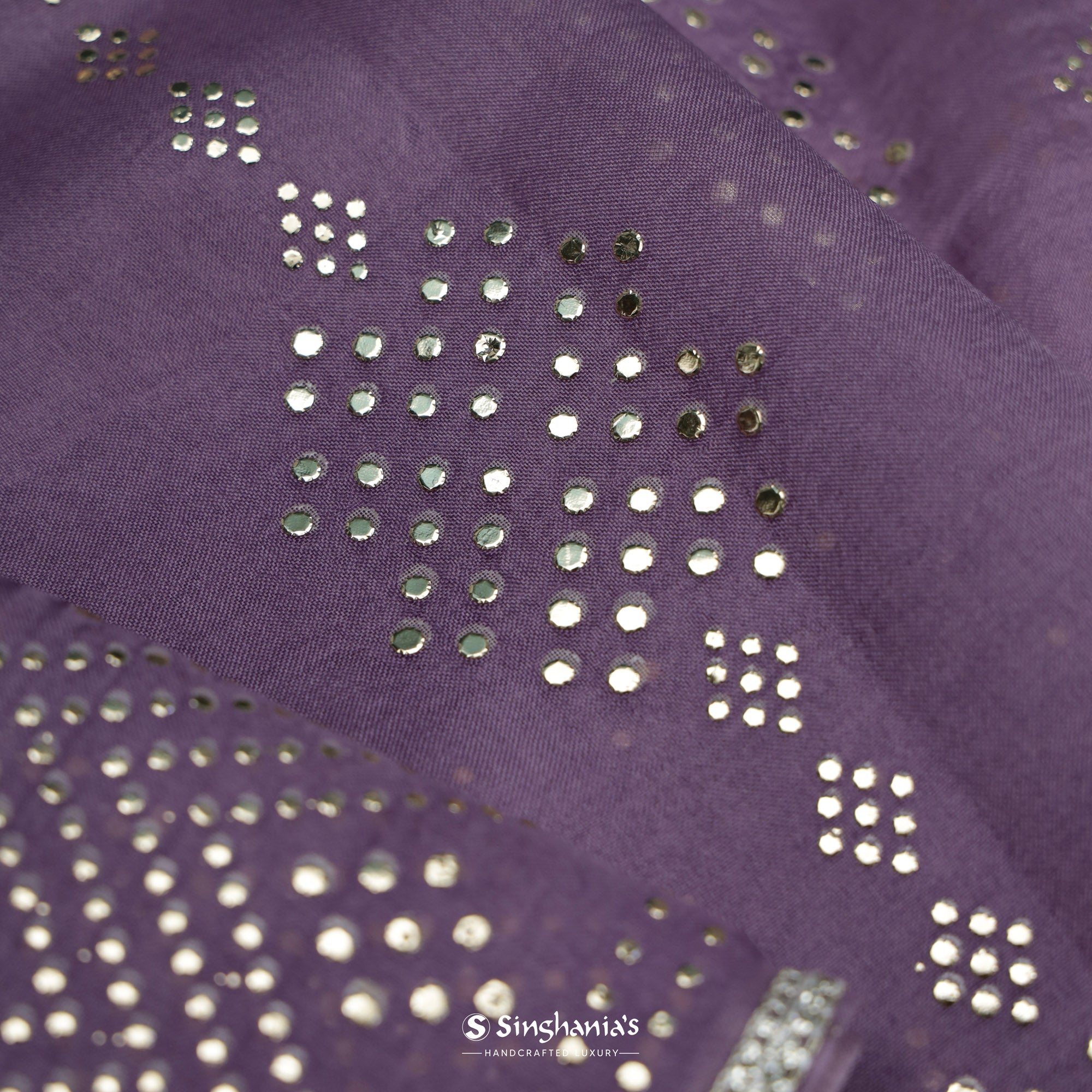 Chinese Violet Organza Saree With Mukaish Embroidery